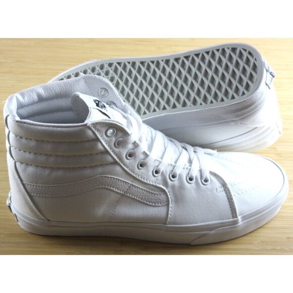 Vans Men's Sk8-Hi True White Striped Classic Canvas Skate shoes Sizes NIB - Picture 2 of 7